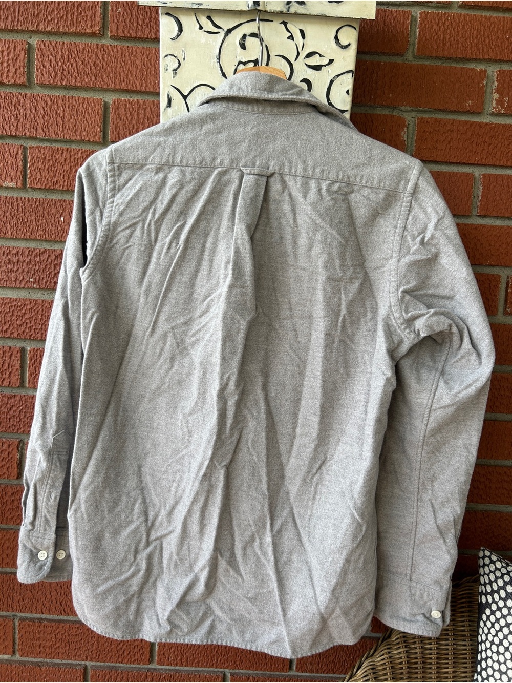 MUJI 100% Cotton Grey Men’s Flannel Button Down Shirt - Picture 6 of 7